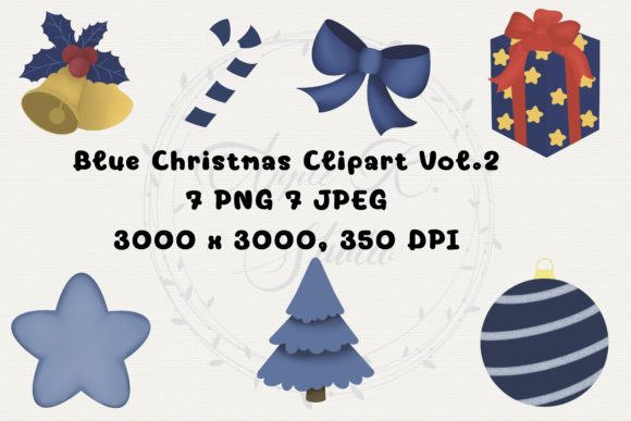 Blue Christmas Clipart Vol.2 Xmas Clipar Illustrations Review