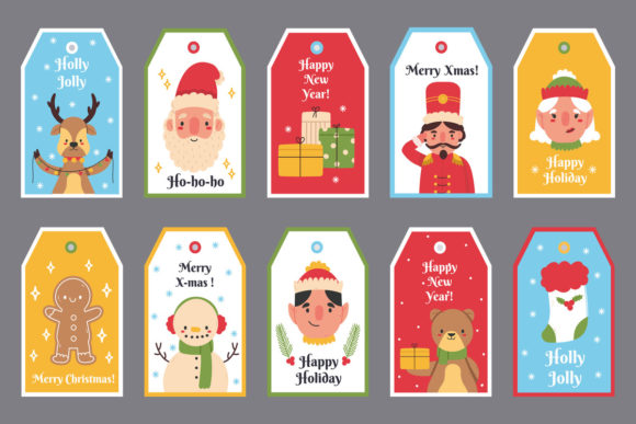 Christmas and New Year Tags Illustrations for Digital Sellers