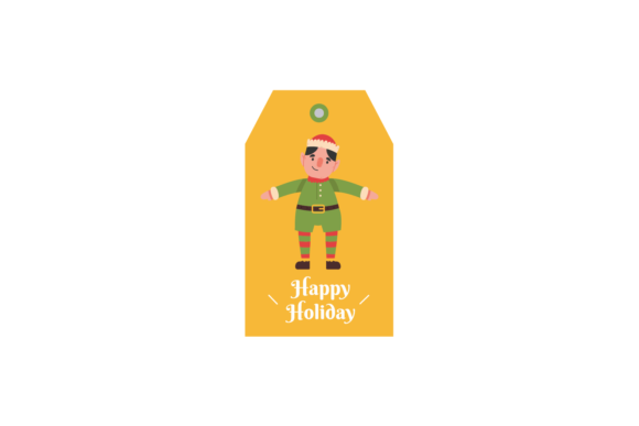Christmas Costume Santa Label Tag Illustrations