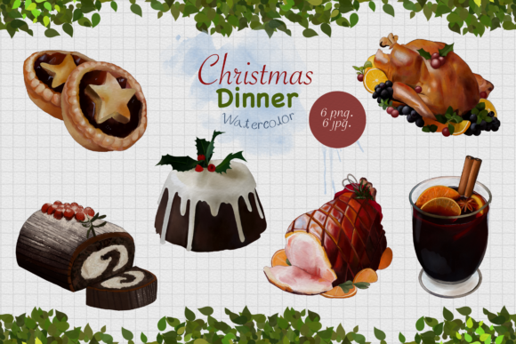 CHRISTMAS DINNER Watercolor Illustration for Local Branding