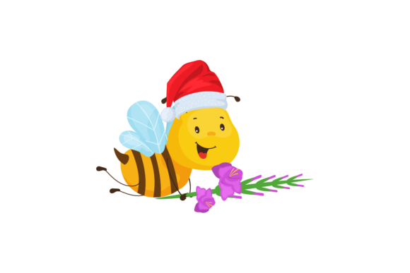 Christmas Hat Bee Drawing Svg Illustrations for Branding