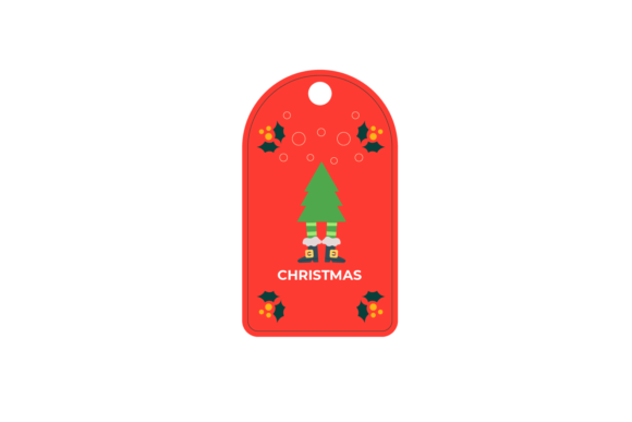 Christmas Label Tag Tree Long Legs Gnome Illustrations