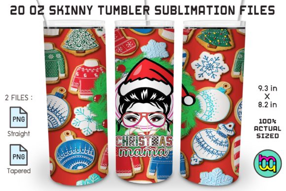 Christmas Mama Skinny Tumbler Messy Bun Illustration
