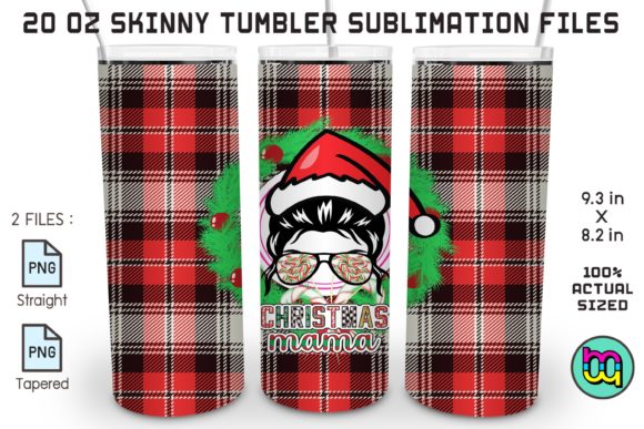 Christmas Mom Life Buffalo Plaid Tumbler Illustrations