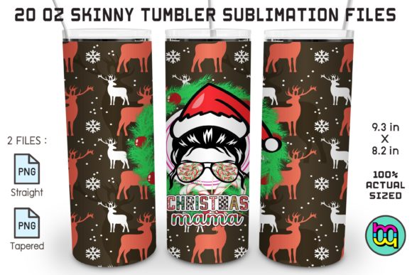 Christmas Mom Life Tumbler Reindeer Mama Illustrations