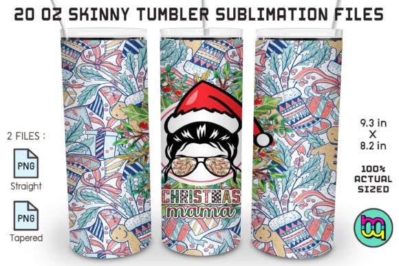 Christmas Mom Life Tumbler Santa Mama Illustration