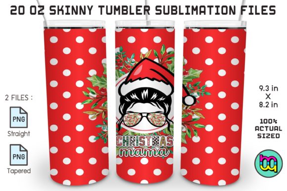 Christmas Santa Mama Polka Dot Tumbler Illustrations