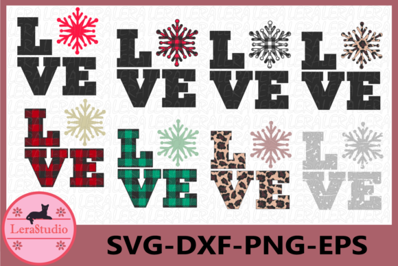Christmas Snowflake Love Illustration for Crafting