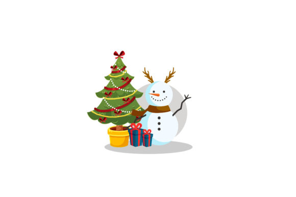 Christmas Snowman and Tree Illustration for Website Design