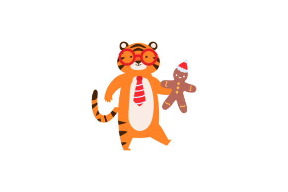 Christmas Tiger Animal Winter Decoration Illustrations
