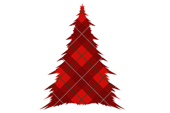 Christmas Tree Buffalo Plaid Illustration for Branding