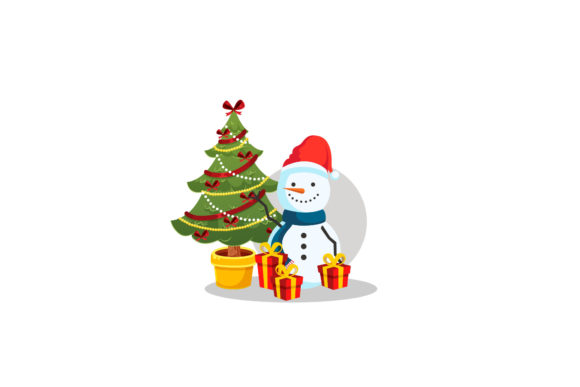 Christmas Tree, Snowman, and Gift Illustrations for Local Branding
