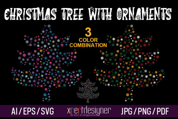 Christmas Tree with Ornaments Vol - 02 Illustrations