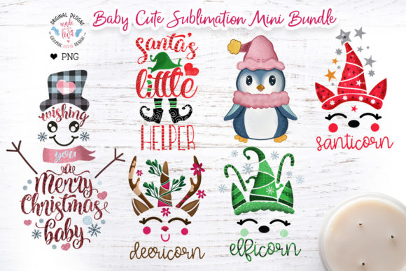 Cute Baby Christmas Sublimation Bundle Illustrations