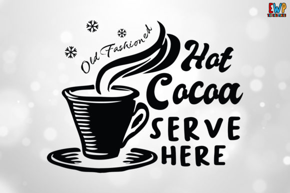 Hot Cocoa Serve Here Christmas Illustration Review