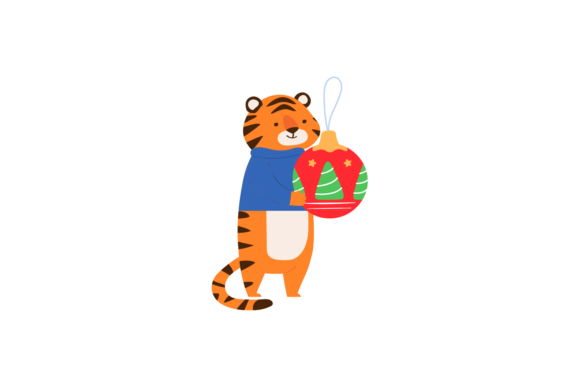 Tiger Christmas Decoration Svg for Illustrations